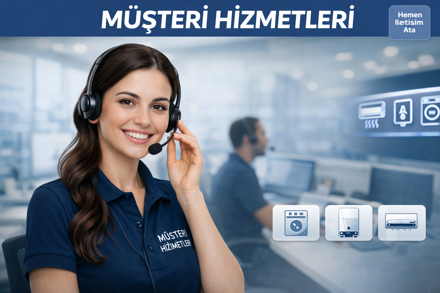 Müşteri hizmetleri temsilcisi teknik servis taleplerini yönetiyor