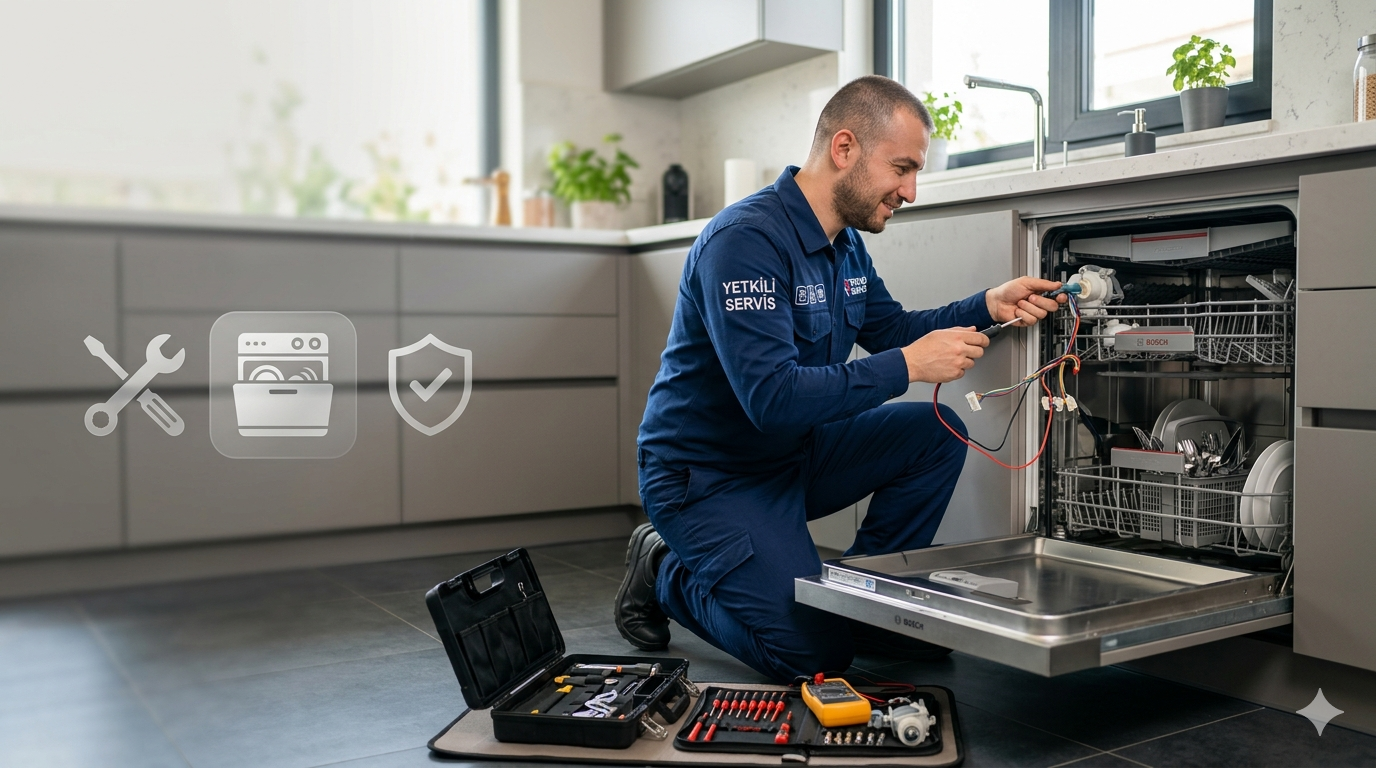 Bulaşık makinesi tamiri yapan teknik servis personeli